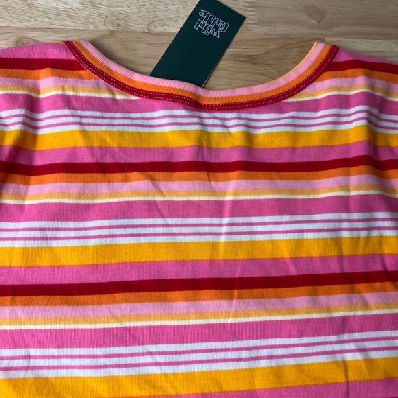 Wild Fable Women's Pink Striped Short Sleeve Fitted T-Shirt - Size XL - NWT - Picture 7 of 9